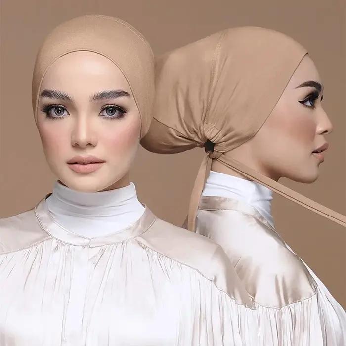 Nouveau doux Modal musulman Turban chapeau intérieur Hijab casquettes islamique sous-écharpe Bonnet