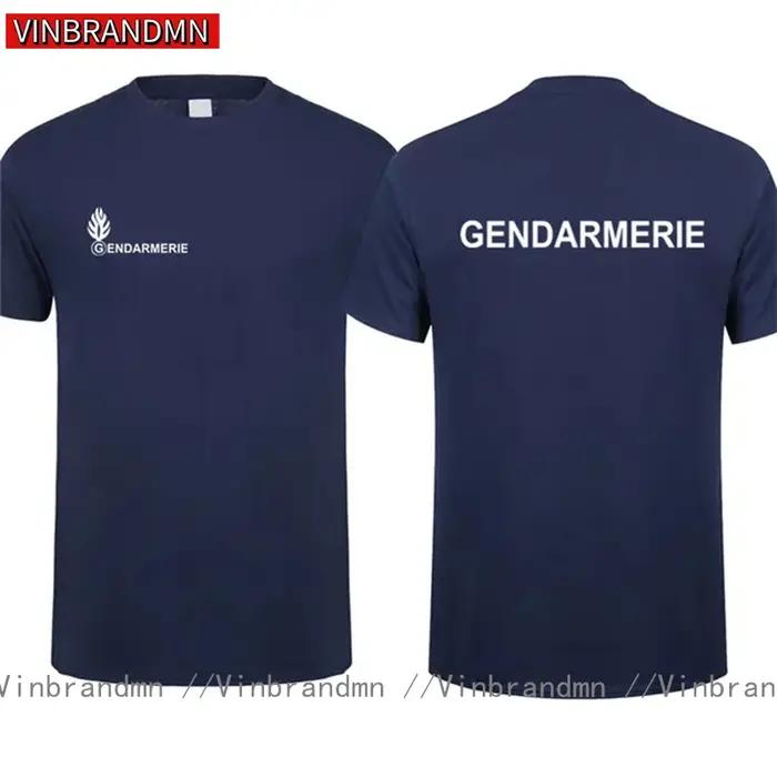 T-shirt Gendarmerie française en coton pour hommes, décontracté, col rond, polyvalent, respirant, confortable et élégant pour occasions spéciales et quotidiennes