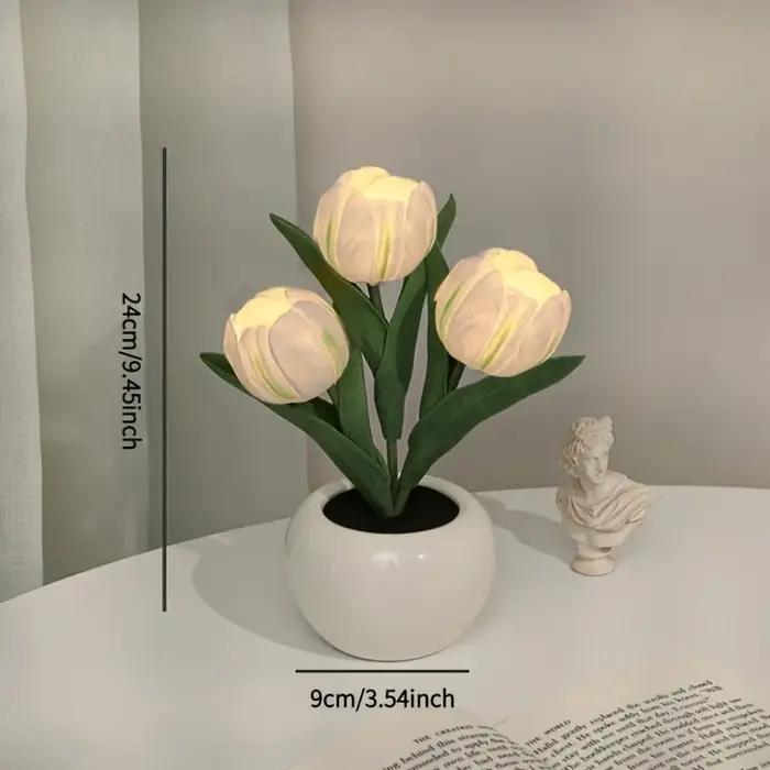 Veilleuse LED Tulipe, Bouquet Simulé, Meilleur Cadeau de ixdes Mères, Anniversaire, 1 Pièce