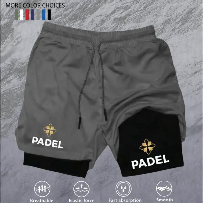 Shorts de sport 2-en-1 décontractés pour homme avec tissu polyester doux et design imprimé élégant pour paddle et autres sports d'été