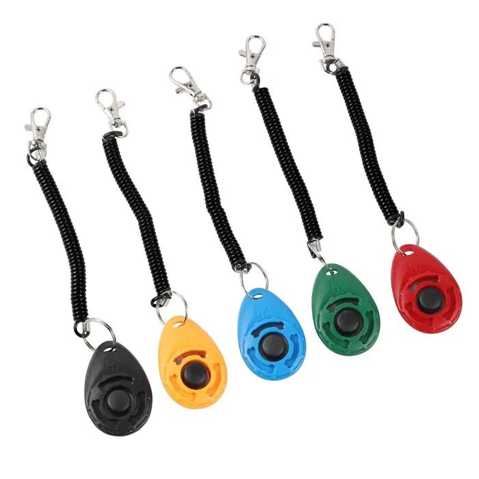 Clicker d'entraînement en plastique pour chiens et chats outil de dressage avec sangle de poignet réglable pour entraîner et communiquer avec votre animal de compagnie