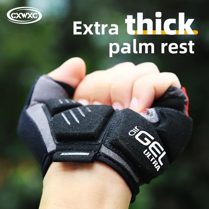 Gants de vélo VTT CXWXC à demi-doigts avec paume épaissie de 6 mm, antichoc et antidérapants, en tis