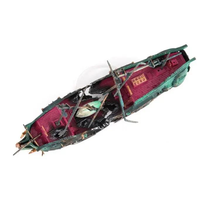 Grande décoration d'aquarium, bateau en plastique, bateau d'aquarium fendu à Air, décor d'aquarium C