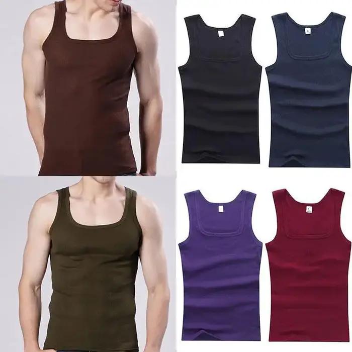 100% coton hommes T-shirt surdimensionné sans manches débardeur couleur unie Fitness hommes gilets m