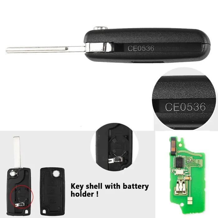 KEYYOU pour Peugeot 307 3008 308 408 433MHz ID46 7941 CE0536 CE0523 clé rabattable 2 boutons VA2/HU8