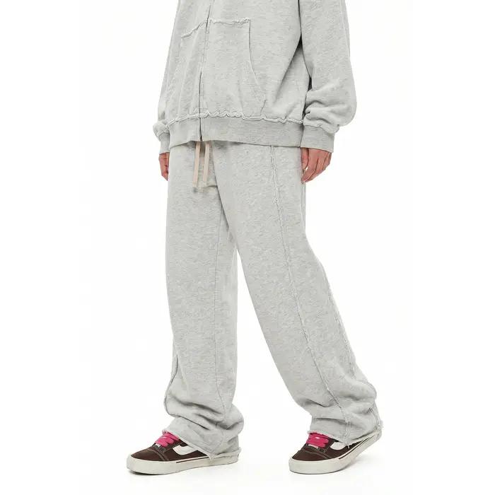 Pantalon de survêtement vintage à jambe large, coton Terry, style américain rétro, confortable pour homme, pour détente et occasions décontractées