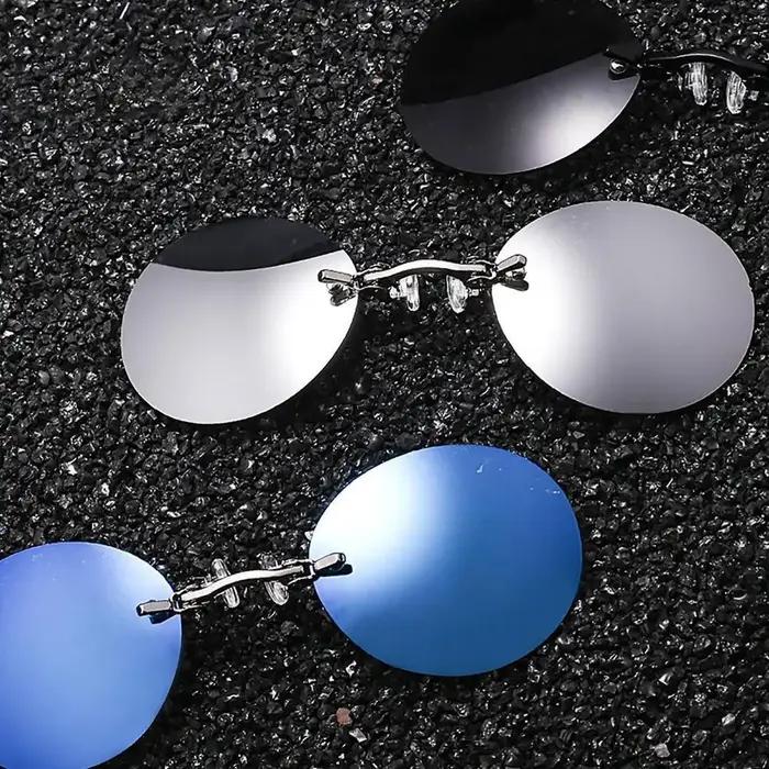 Lunettes clip-on rondes sans monture Matrix - Modèle Morpheus vintage pour hommes - Monture frameless