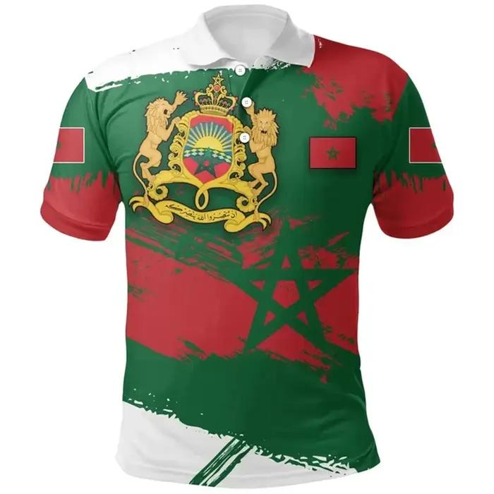 Polo à Manches Courtes avec Emblème National Marocain pour Homme et Femme