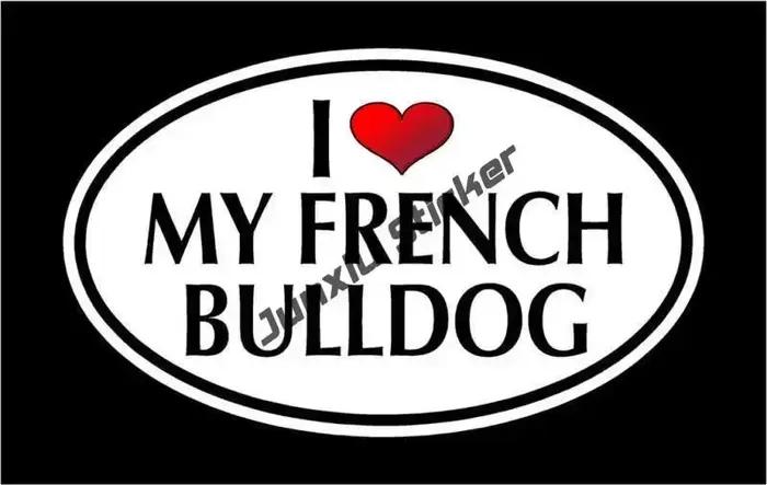 Dessin animé bouledogue français chien de compagnie vinyle décalque animaux autocollants j'aime mon