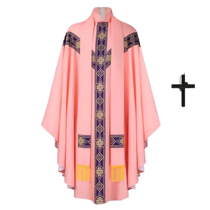 Halloween prêtre Cosplay célébrité chasuble église catholique père masse vestiments Robe avec gland