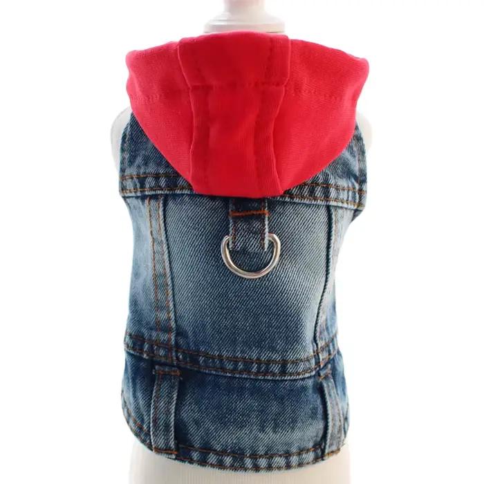Veste en jean pour chien avec anneaux en D et capuche, pour petits et moyens chiens, vêtements de pr