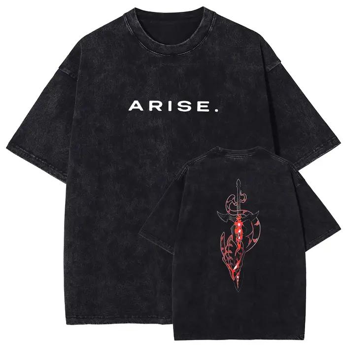 ARISE Solo nivellement T-shirt Manga graphique T-shirt Vintage lavé coton t-shirts à manches courtes