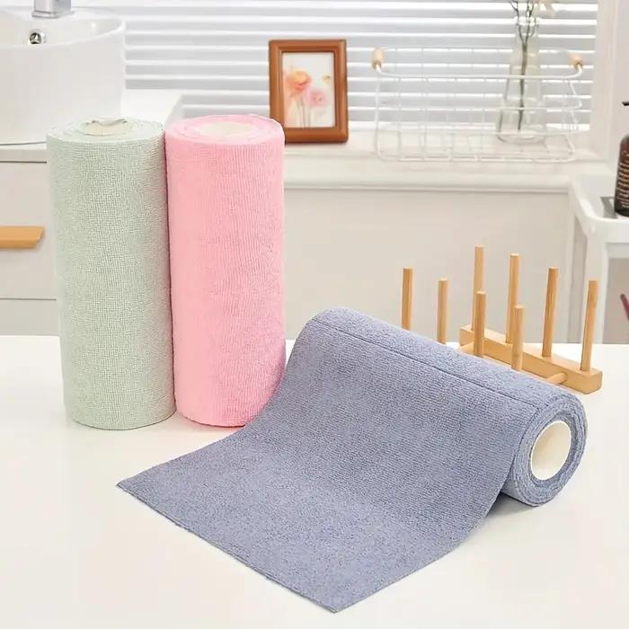 1 rouleau/20 chiffons de nettoyage en microfibre réutilisables - serviettes de cuisine