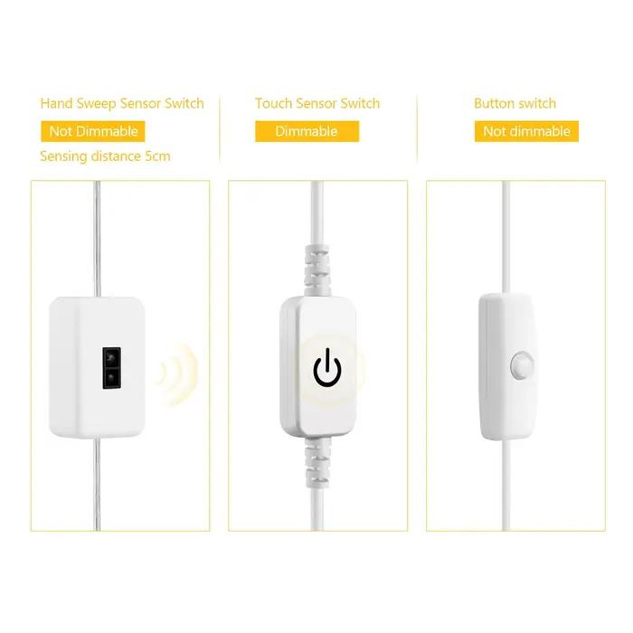 Bande lumineuse LED COB USB DC 5V, Super brillante, 320 diodes/m, avec balayage manuel, interrupteur