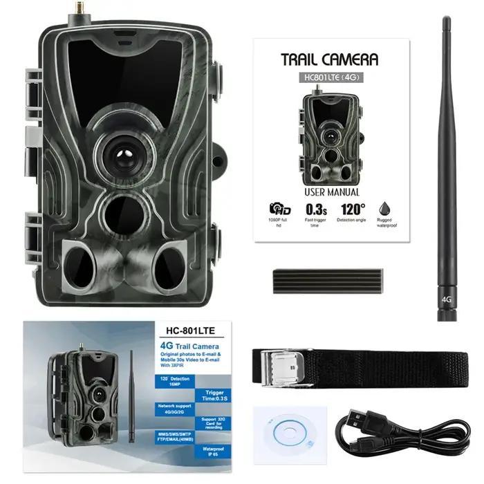 Caméra de chasse à la faune 4G LTE SMSTrail 16MP 1080P Surveillance Cellulaire HC801LTE Email FTP SMTP Caméras Mobiles