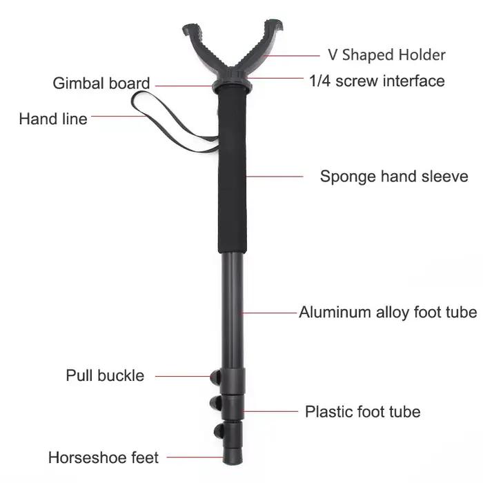 Accessoire de tir de chasse en aluminium, joug rotatif en forme de V, monopode, bâton de tir télescopique avec bandoulière
