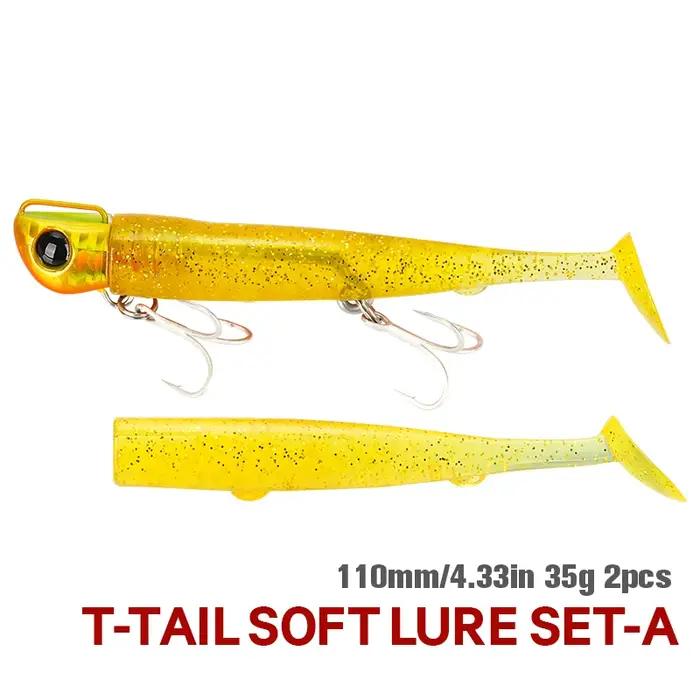 TSURINOYA 110mm 35g longue coulée tête de gabarit queue en T ensemble de leurre souple 2 pièces