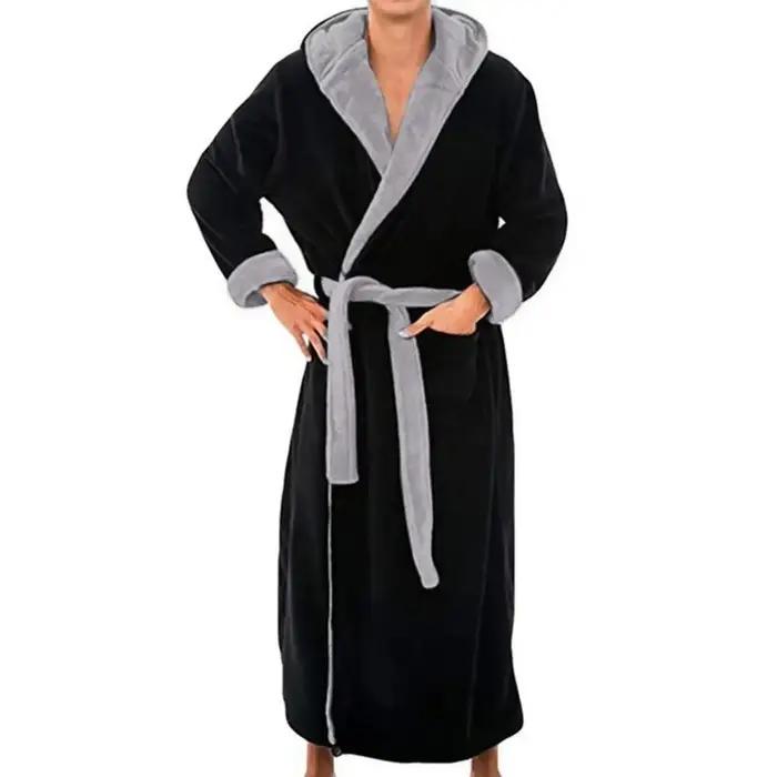 Peignoir luxueux à capuche en flanelle pour homme ultra doux et absorbant avec capuche et ceinture réglable pour détente et relaxation occasions spéciales