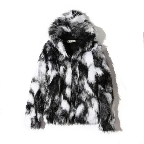 Manteau en fourrure de renard simulé pour hommes