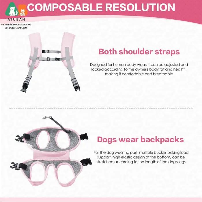 Sac à dos de transport pour chien, sac à dos portable d'urgence pour chiens âgés, blessures articulaires, arthrite, paralysie, sac polyvalent pour randonnées, visites chez le vétérinaire et cadeaux pour animaux de compagnie