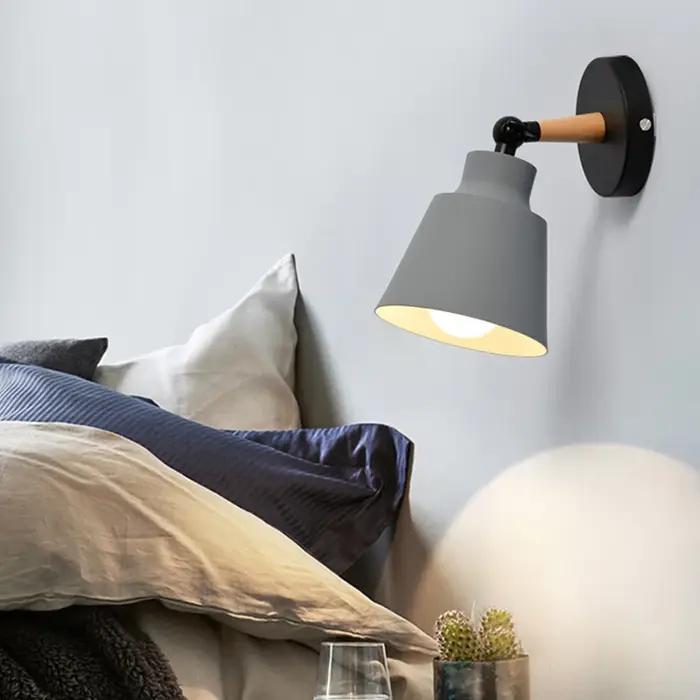 Nordique en bois massif chambre applique moderne minimaliste Macaron mur LED lampe créative salon co