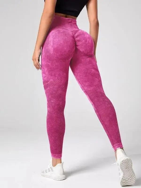 Leggings de sport de contrôle du ventre de teinture par nouage de base de yoga