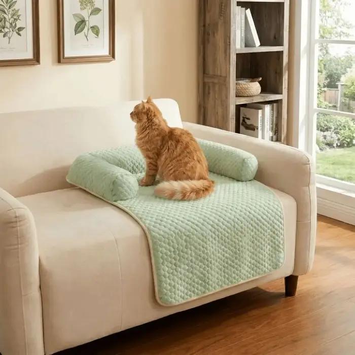 Canapé-lit pour chien respirant, tapis rafraîchissant pour chien, coussin de canapé pour chien amovible et antidérapant avec oreiller, coussin d'été confortable pour animaux de compagnie, pour intérie