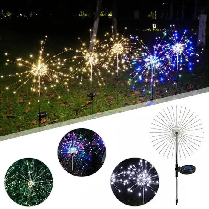 Feu d'artifice solaire LED d'extérieur, décoration de jardin, lumières féeriques, étanche, pissenlit