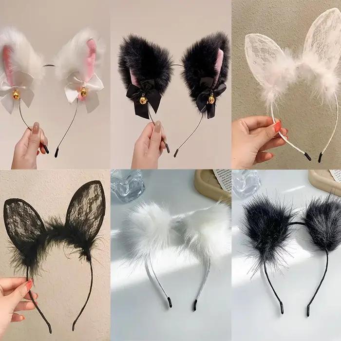 Bandeau oreilles de chat en peluche pour femmes
