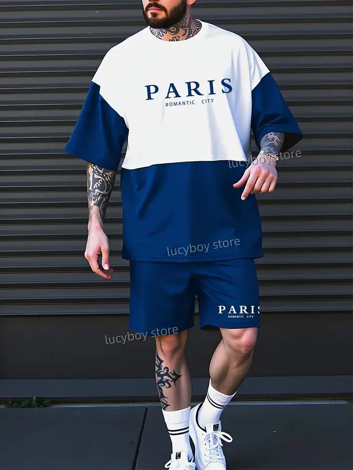 T-shirt de sport imprimé et ensemble d'objectifs imbriqués pour hommes survêtement de luxe respirant confortable pour homme occasions spéciales