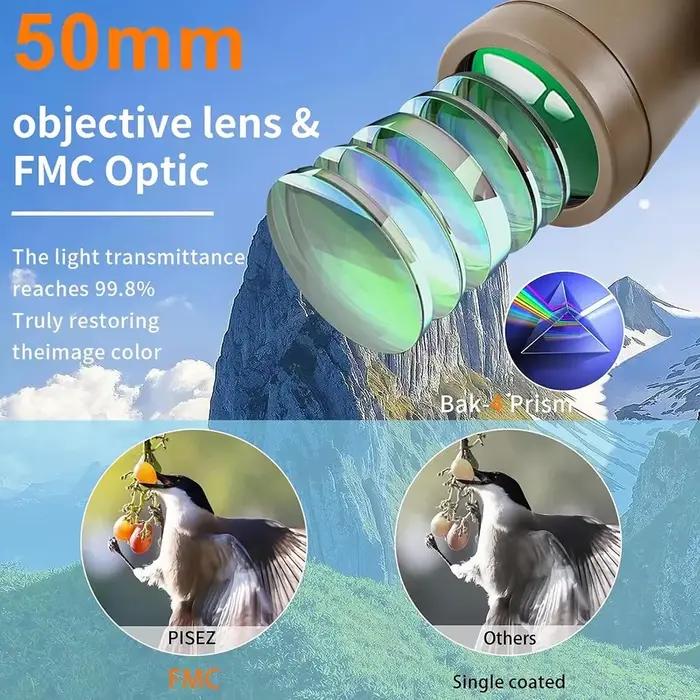Jumelles 20x50 haute puissance adultes avec adaptateur smartphone compactes HD birdwatching randonnée