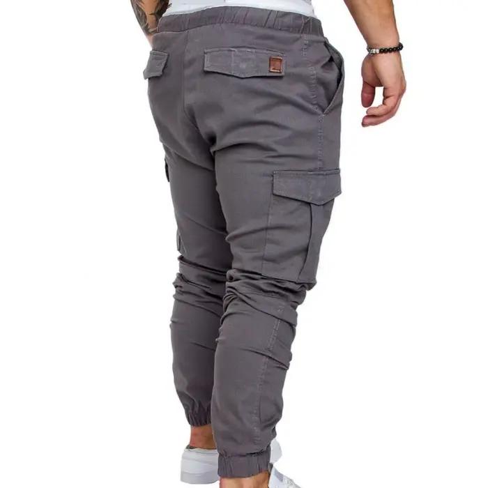Pantalon jogging homme décontracté 2022 couleur unie poches sport street hip hop vêtements