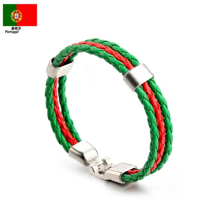 Bracelet en cuir tressé unisexe de l'équipe nationale d'italie, France, russie, drapeau National, corde, surfeur, cadeau d'amitié