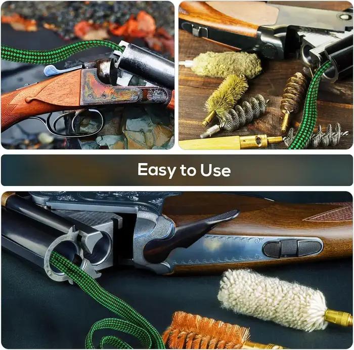 Corde de nettoyage d'alésage de pistolet de chasse pour calibres 22 223 12GA kit de brosse de nettoyage de fusil outil de calibre de baril de fusil accessoires de chasse pour femme et homme occasions spéciales