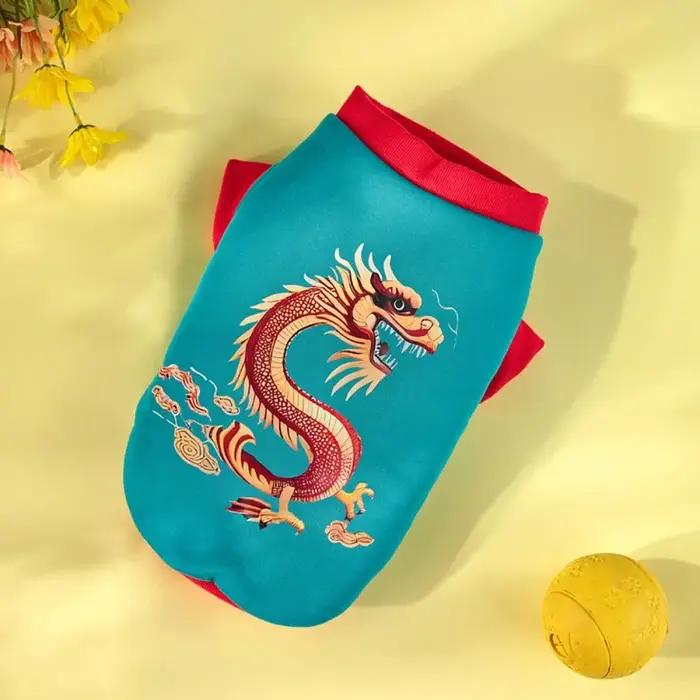 Sweat-shirt chaud pour chien avec motif de dragon mignon