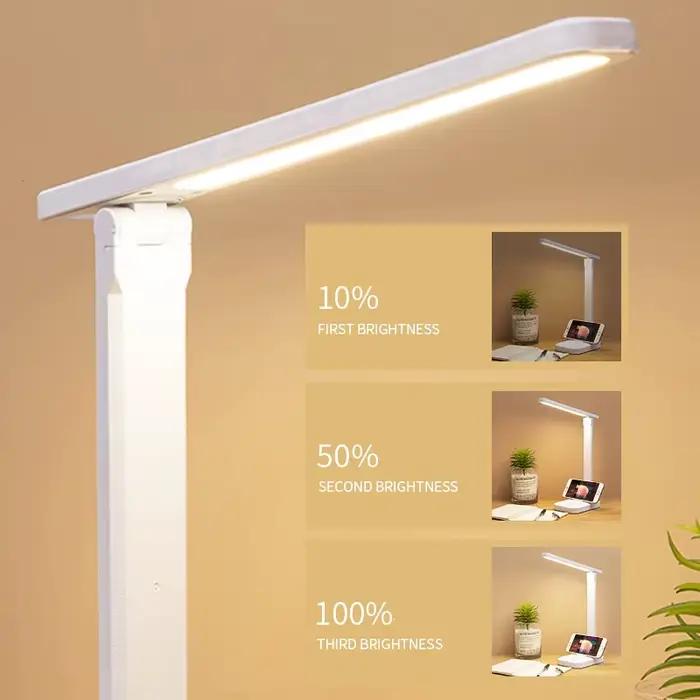 Lampe de Table Pliante USB Tactile à Intensité Réglable, Protection des Yeux, LED, Bureau, Chambre à