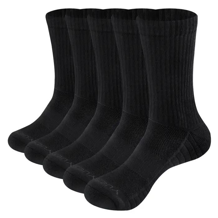 YUEDGE chaussettes homme coton crew rembourrées performance sport travail chasse 5 paires