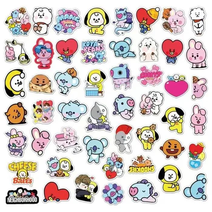 Autocollant de dessin animé BT21 koya RJ Shooky Man Chimmy Tata Cooky, accessoire d'animation second