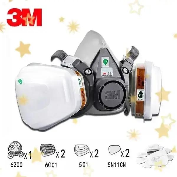 Masque à gaz 3M 6200 demi-masque réutilisable pour peinture en aérosol protection contre particules et vapeurs toxiques sécurité artisanale professionnel