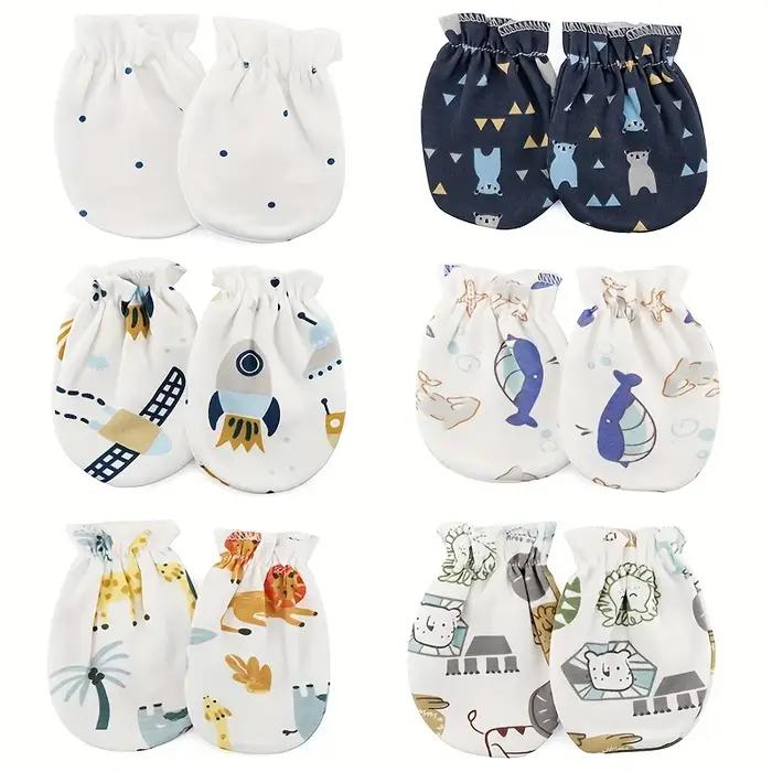 6 paires/lot gants pour nouveau-nés imprimés de dessins animés bébé garçons filles mitaines nouveau-