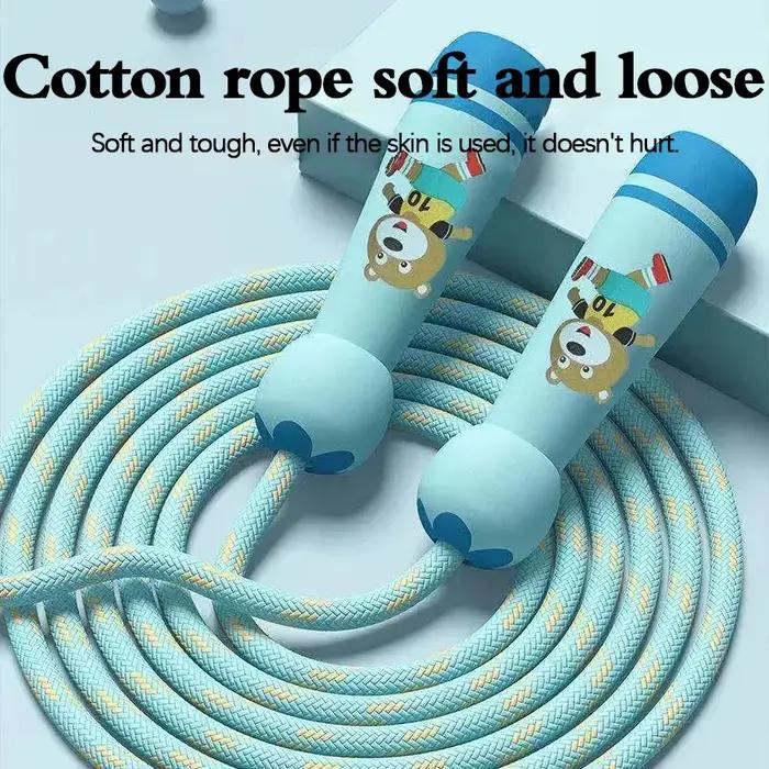 Cordes de Sport réglables en coton pour enfants, Fitness, joli dessin animé, poignée en bois naturel