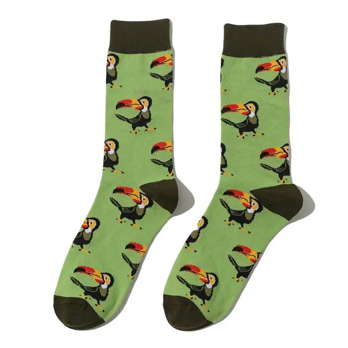 Chaussettes longues originales motifs animaux poissons perroquets requins - Style cartoon streetwear