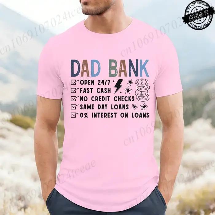 T-shirt Funny Dad Bank homme décontracté col rond en acétate pour homme occasions quotidiennes et spéciales