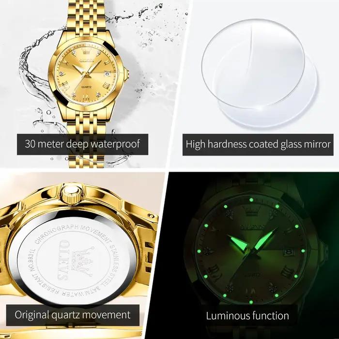 Montre de luxe OLEVS 9931 pour chasseurs - Étanche avec cadran romain et date automatique
