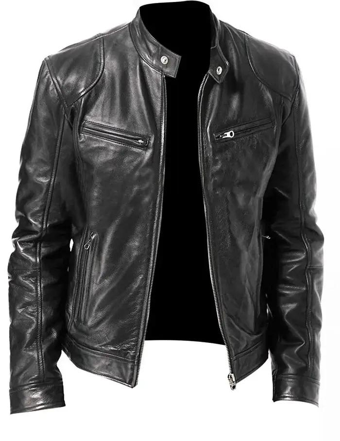 utile vêtements pour hommes européens et américains veste en cuir pour hommes mâle adolescent col mo
