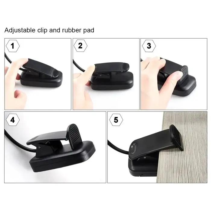 Lampe LED réglable à clipser pour livre, alimentée par batterie, Flexible, pour étude, apprentissage