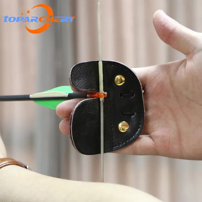 Double pont tir à l'arc doigt garde Protection protecteur Pad gant onglet en cuir tirer arc flèche chasse tir pratique jeu nouveau
