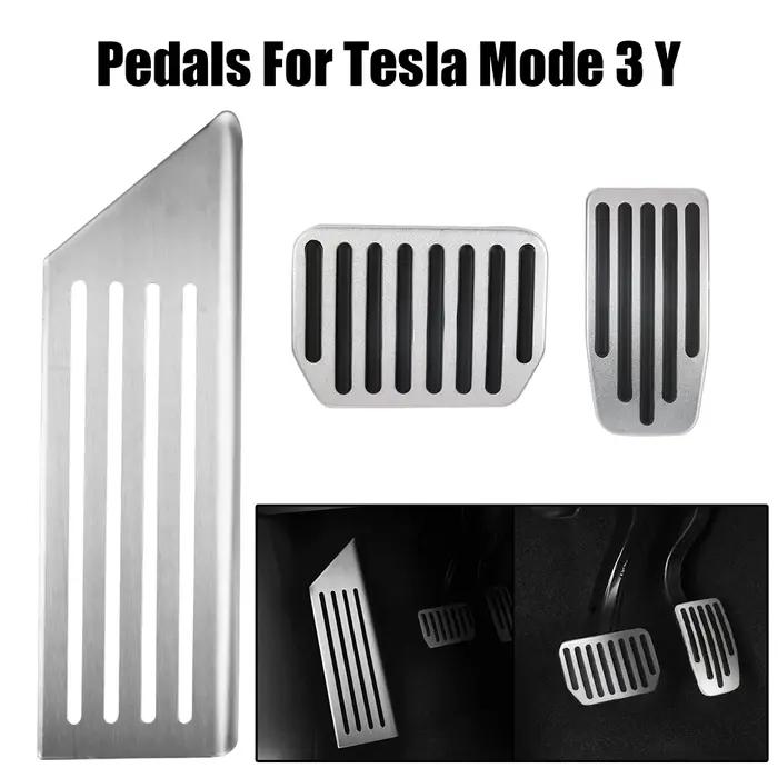 Pédales de repos en alliage d'aluminium avec coussinets en caoutchouc pour Tesla Model 3 Y amélioration de confort et sécurité pour conducteur et passagers
