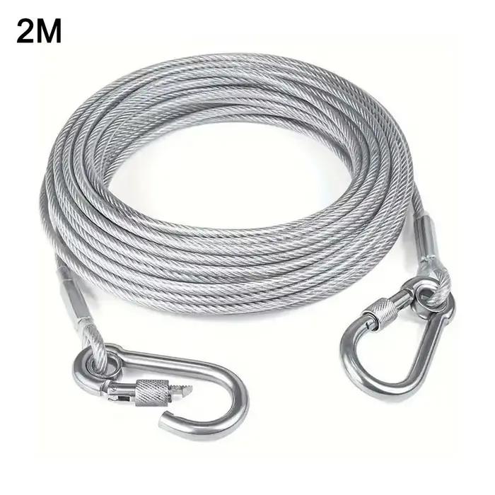 Laisse de retenue pour chien à double tête avec boucle métallique, câble en acier antirouille, colli
