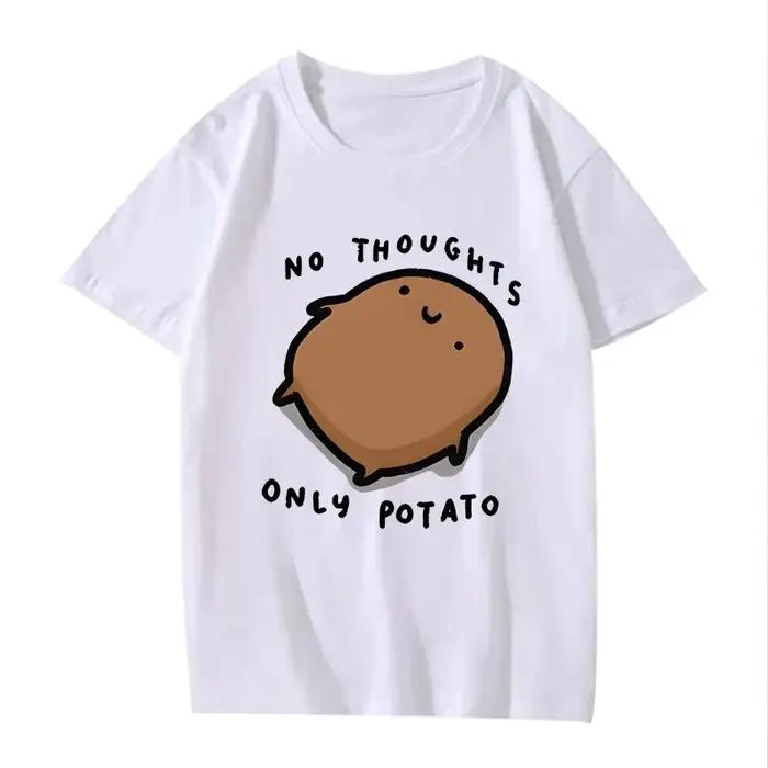 T-shirt ample aux motifs de pommes de terre en coton décontracté pour homme toutes saisons et occasions quotidiennes